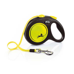 Dog Collars Leads: Flexi New Neon Retractable Tape Lead 5mtr