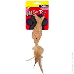 Cat Toys: Pet One Cat Toy - Plush Cork Fish With Feather 14cm