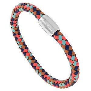 Bracelets: Multicolor Mens Leather Bracelet Braid