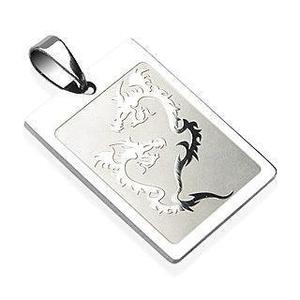 Pendants: Double Dragon Engraved Pendant 316L Surgical Steel
