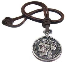 Necklaces: Vintage Skull Leather Necklace