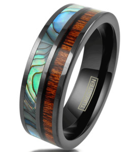 Tungsten Rings: PAUA 8MM MENS TUNGSTEN RING