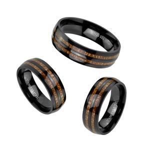 Steel Rings: DOUBLE WOOD 8MM MENS RING
