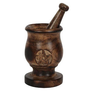 Wooden Pentacle Mortar and Pestle
