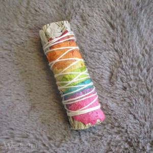 Beltane: White Sage and Chakra Rose Petal Smudge Stick