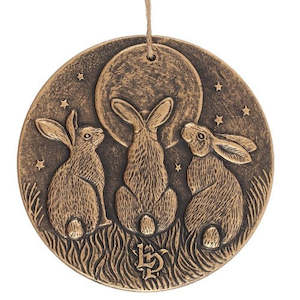 Moon Shadows Hare Wall Plaque - Bronze Colour
