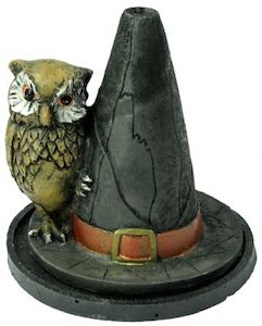 Familiars: Incense Holder Witches Hat and Owl - Clearance Stuff