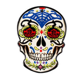 Home And Cottage Wares: Ceramic Day of the Dead Skull - Blue Design