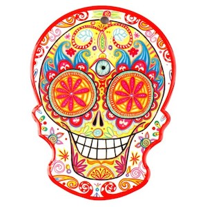 Home And Cottage Wares: Ceramic Day of the Dead Skull - Red Design