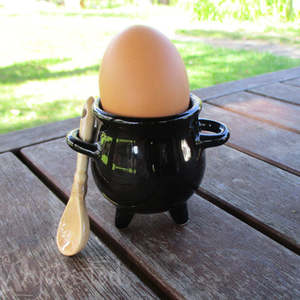 Hearth And Home: Cauldron Egg Cup with Broom Spoon