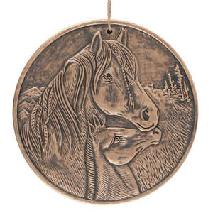 Apache Horses Bronze Terracotta Wall Plaque