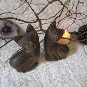 Wooden Cats Handcarved - Preloved