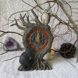 Past Life Collectibles: Cat and Owl Clock Ornament - Preloved