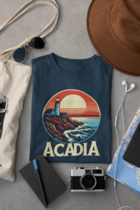 Acadia Bass Harbor Lighthouse Tee – Eco-Friendly National Park Shirt