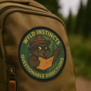 Usa Hiking Patches: Raccoon Iron On Patch - “Worse Directions” 3″ Spirit Animal Decal
