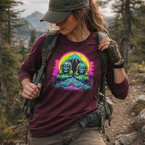 Zombie Graphic Hiking Tee - Zombie Long Sleeve Shirt for Hiking & Streetwear