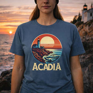 National Park Tees: Acadia National Park Shirt | Bass Harbor Lighthouse Hiking Tee