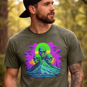 Eco Mens Tees: Zombie Skull Tee | Organic Cotton Graphic Shirt