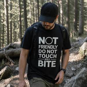Not Friendly Hiking Tee - Minimalist Organic Cotton Graphic T Shirt