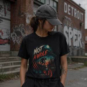 New Arrivals Outdoor Streetwear: Dogman Cryptid T Shirt - Not A Wolf Subtle Horror Graphic Tee
