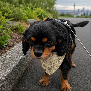 Alpine Bloom Dog Bandana - Clip-On Floral Pet Bandana for Trail Dogs