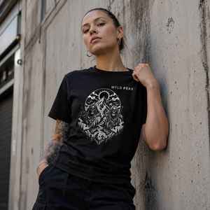 Eco Mens Tees: Skeleton Hiking Shirt - Gothic Mountain Adventure Tee