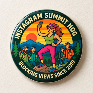 Funny Hiking Pin - Summit Selfie Hog