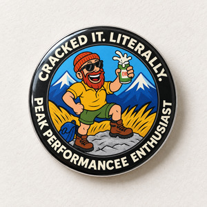Eco Friendly Outdoor Accessories: Funny Hiking Pin - Cracked It. Literally.