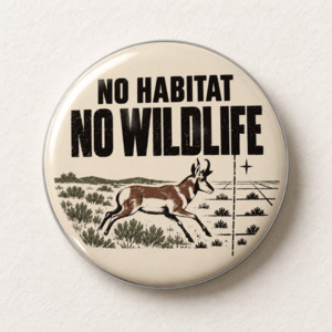 Eco Friendly Outdoor Accessories: No Habitat No Wildlife Pin - Conservation Outdoor Button