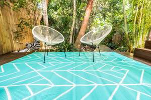 Best Selling: Outdoor Rug  - Glamorous Aqua and White