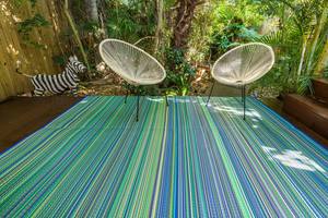 2 Person Tent: Outdoor Rug - Mexicali Aqua Multi Colour