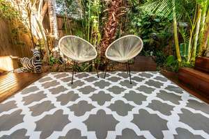 Outdoor Rug - Morocco Grey And White