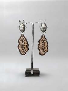 Xhuba Fusion Collection: Beetle Brown Abstract Earrings