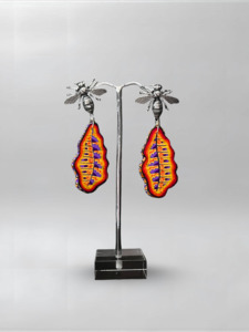 Xhuba Fusion Collection: Honeybee Orange Purple Abstract Earrings