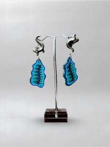 Xhuba Fusion Collection: Axolotl Teal Purple Abstract Earrings