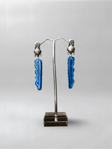 Xhuba Fusion Collection: Beetle Blue Slender Earrings