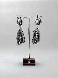 Beetle Black Abstract Earrings