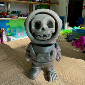 Sensory Section: 3D Printed Tiny Skeleton Astronaut upscaled 300% missing shoe