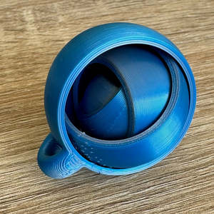 New Range Of Fidget Toys Arriving Soon: 3D Printed Gyroscope for Keychain Blue/Rose Gold Dual colour