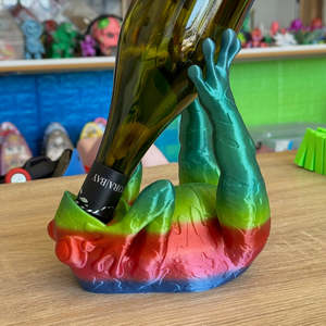 3d Prints: Drunken Frog Wine Bottle Holder Rainbow
