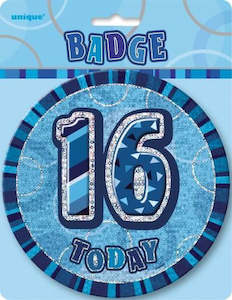 Glitz Blue Birthday Badge - 16