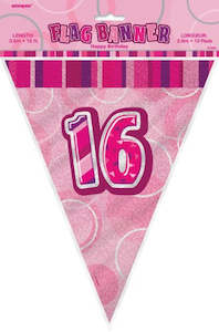 Glitz Pink  Birthday Flag Banner - 16