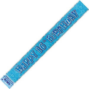 Glitz Blue 16th Birthday Foil Banner