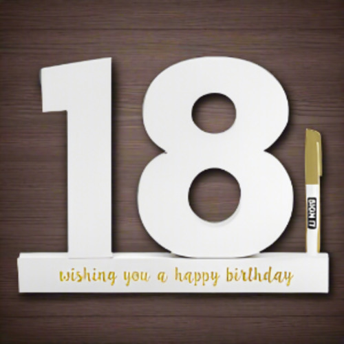 18th Sign it Block White