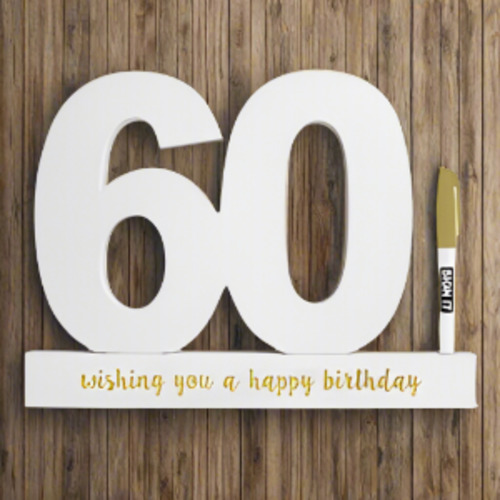 60th Sign it Block White