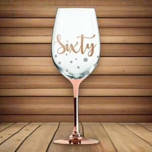 60th Rose Gold Steam Wine Glass