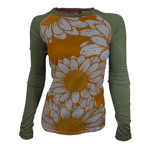 Women's Flower Power Long Sleeve Merino| Zesty Olive