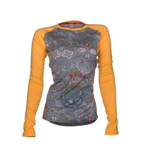 Long Sleeves: Women's Sugar Skull Long Sleeve Merino | Marigold