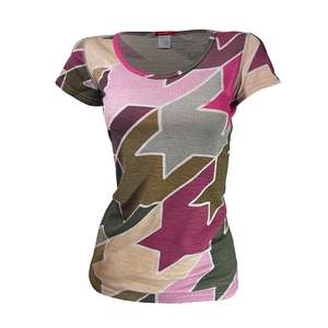 Short Sleeves: SECONDS Women's Houndstooth Scoop Neck Tee | Dusk Pink