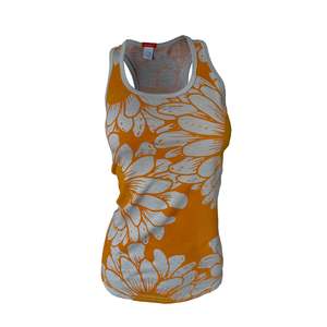 SECONDS Women's Flower Power Merino Tank Top | Calm Orange